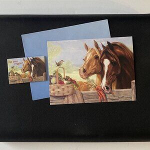 VTG Combo NOS Greeting & Magnet Leanin' Tree Joy Campbell THE OPPORTUNIST Horses